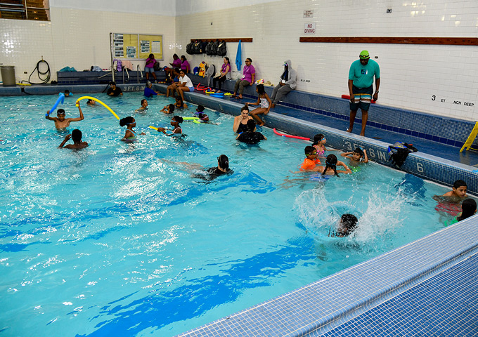 Swimming at camp